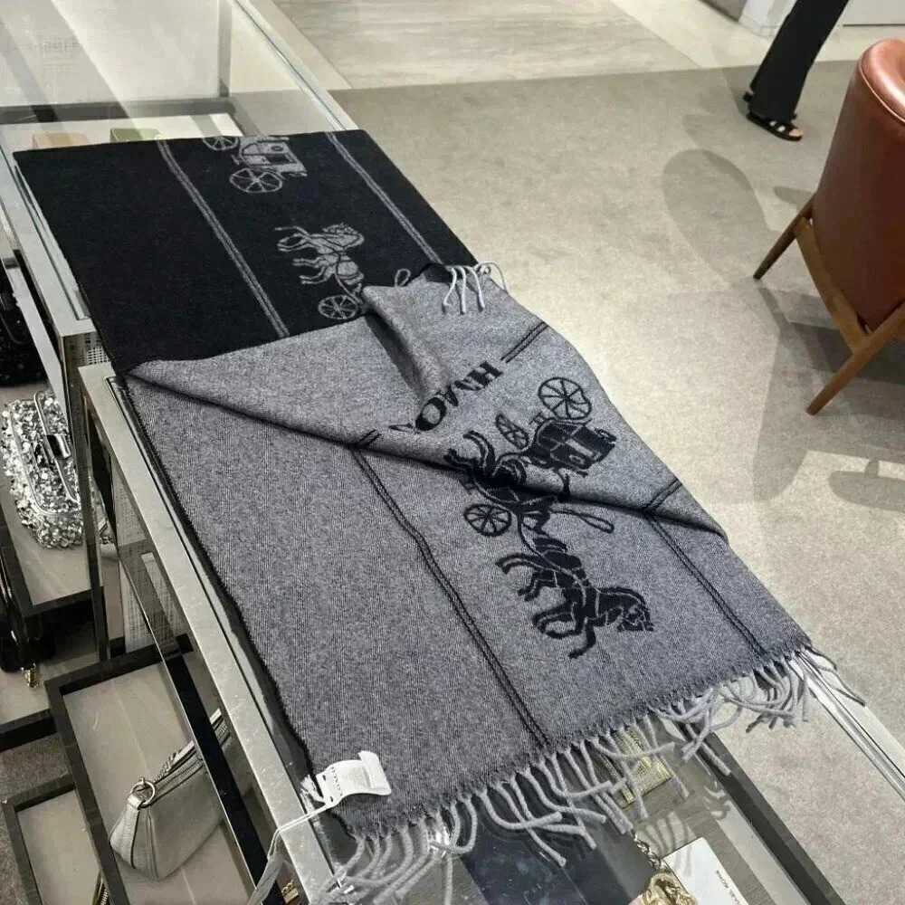 COACH Classic Horse And Carriage Oversized Muffler CK714 BLK - Picture 3 of 7